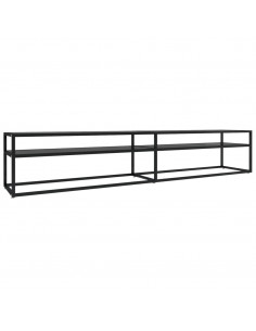 Mobile Porta TV Nero 220x40x40,5 cm in Vetro Temperato 2