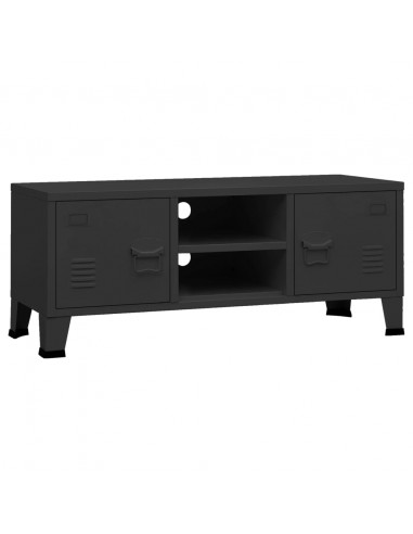 Mobile TV Industriale Nero 105x35x42 cm in Metallo