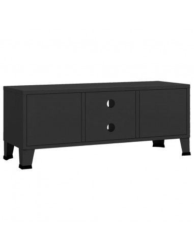 Mobile TV Industriale Nero 105x35x42 cm in Metallo