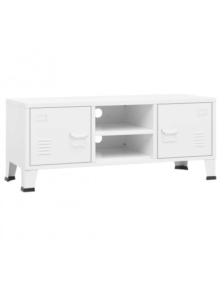 Mobile TV Industriale Bianco 105x35x42 cm in Metallo