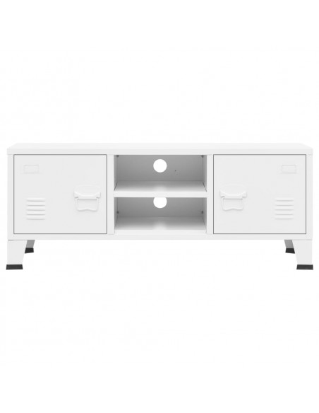 Mobile TV Industriale Bianco 105x35x42 cm in Metallo