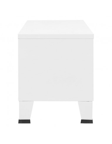 Mobile TV Industriale Bianco 105x35x42 cm in Metallo