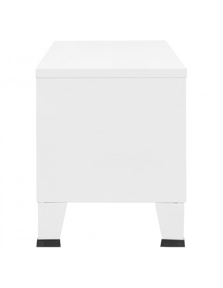 Mobile TV Industriale Bianco 105x35x42 cm in Metallo