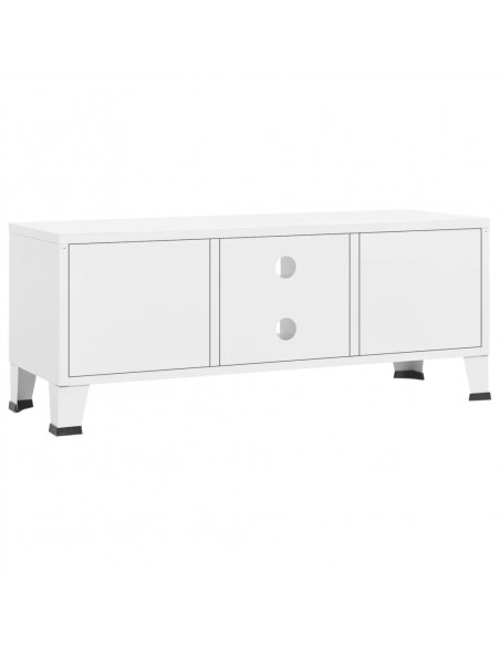 Mobile TV Industriale Bianco 105x35x42 cm in Metallo