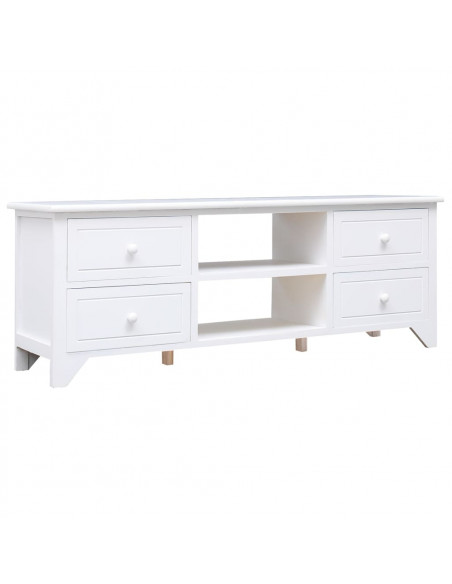 Mobile Porta TV Bianco 108x30x40 cm in Legno di Paulownia
