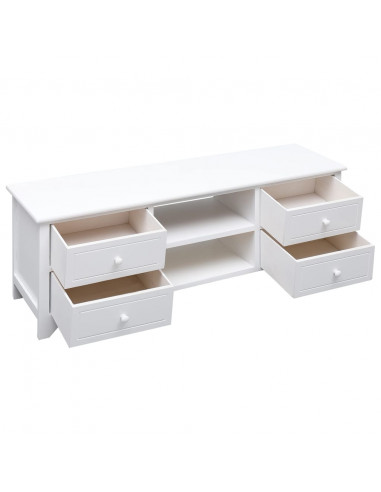 Mobile Porta TV Bianco 108x30x40 cm in Legno di Paulownia