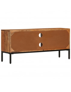 Mobile TV Marrone Miele e Grigio 110x30x50cm in Legno di Acacia 2