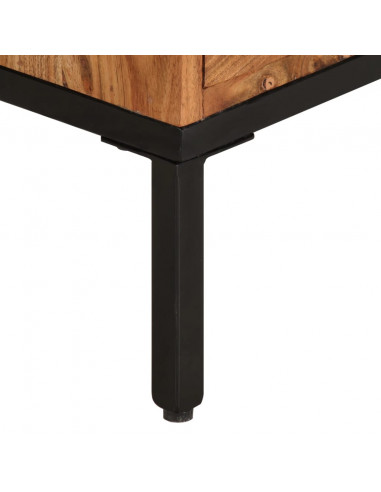 Mobile TV Marrone Miele e Grigio 110x30x50cm in Legno di Acacia