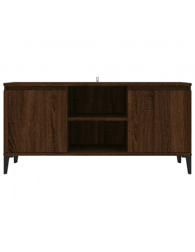 Mobile TV Gambe in Metallo Rovere Marrone 103,5x35x50 cm