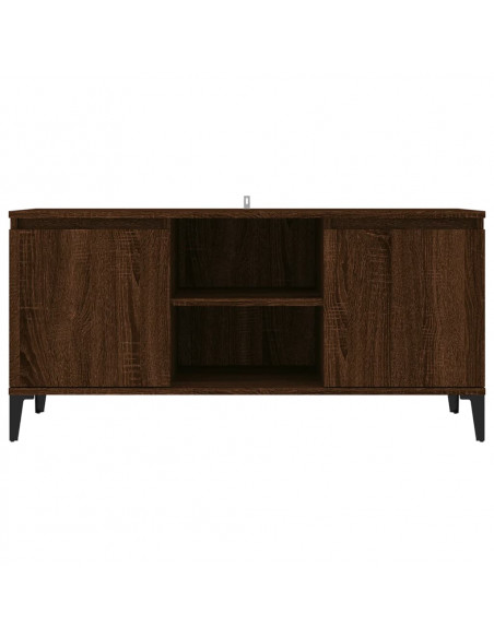 Mobile TV Gambe in Metallo Rovere Marrone 103,5x35x50 cm