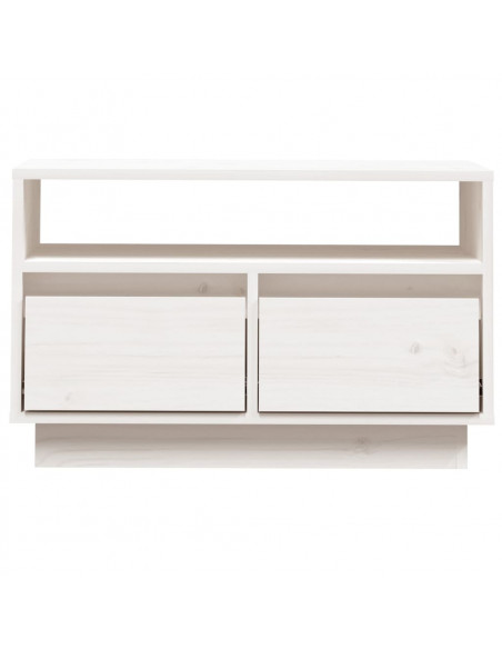 Mobile Porta TV Bianco 60x35x37 cm in Legno Massello di Pino