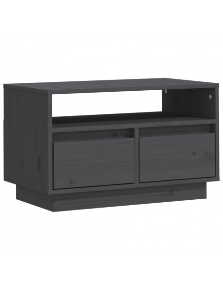 Mobile Porta TV Grigio 60x35x37 cm in Legno Massello di Pino