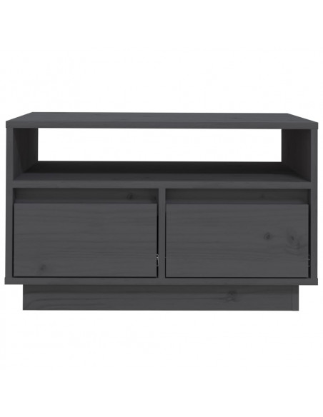 Mobile Porta TV Grigio 60x35x37 cm in Legno Massello di Pino