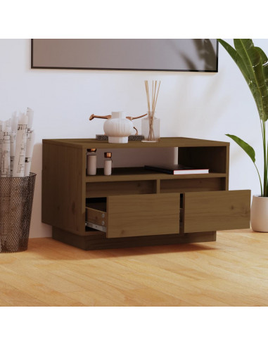 Mobile Porta TV Miele 60x35x37 cm in Legno Massello di Pino