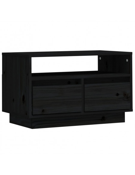 Mobile Porta TV Nero 60x35x37 cm in Legno Massello di Pino