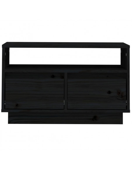 Mobile Porta TV Nero 60x35x37 cm in Legno Massello di Pino