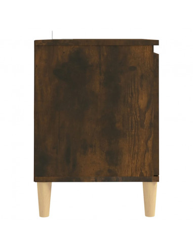 Mobile TV con Gambe in Legno Massello Rovere Fumo 103,5x35x50cm
