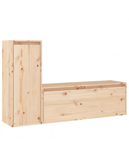 Mobili Porta TV 2 pz in Legno Massello di Pino