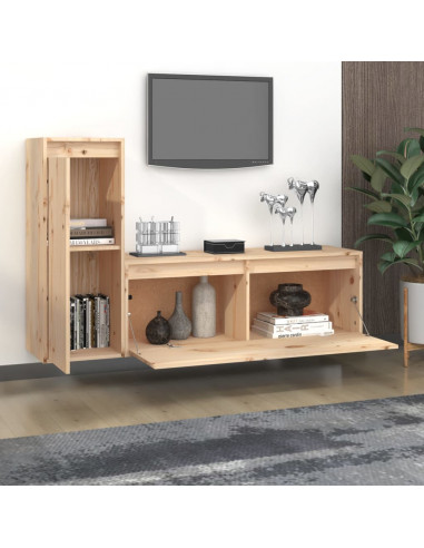 Mobili Porta TV 2 pz in Legno Massello di Pino
