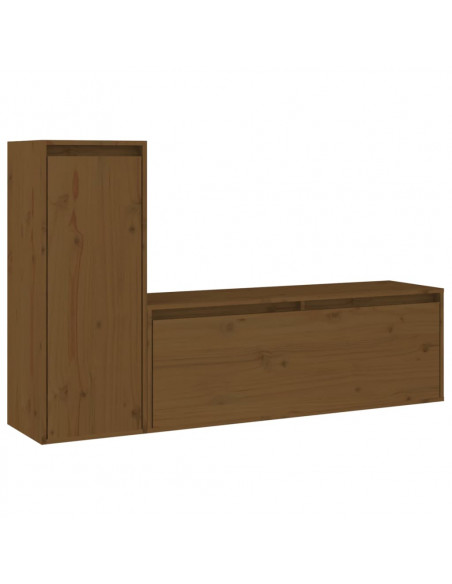 Mobili Porta TV 2 pz Miele in Legno Massello di Pino