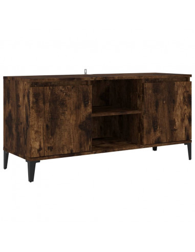 Mobile TV con Gambe in Metallo Rovere Fumo 103,5x35x50 cm