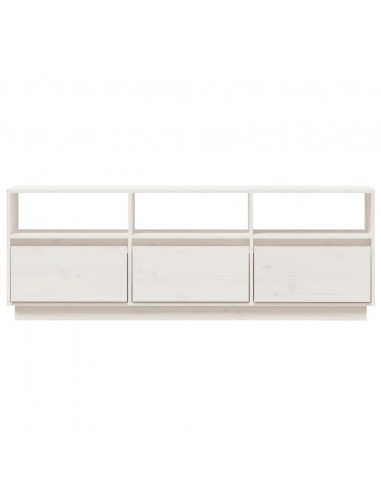 Mobile Porta TV Bianco 140x37x50 cm in Legno Massello di Pino
