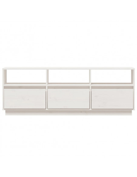 Mobile Porta TV Bianco 140x37x50 cm in Legno Massello di Pino