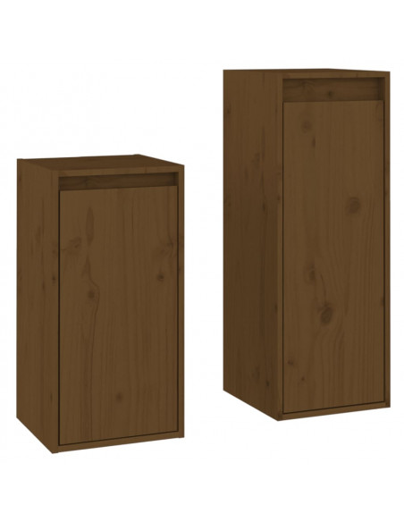 Mobili Porta TV 2 pz Miele in Legno Massello di Pino