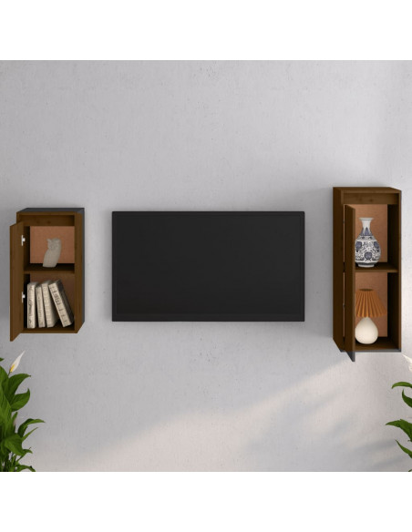 Mobili Porta TV 2 pz Miele in Legno Massello di Pino