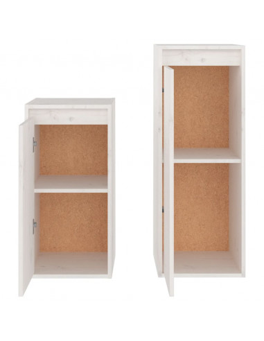 Mobili Porta TV 2 pz Bianchi in Legno Massello di Pino