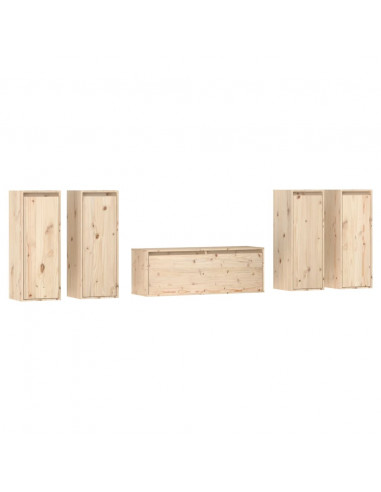 Mobili Porta TV 5 pz in Legno Massello di Pino