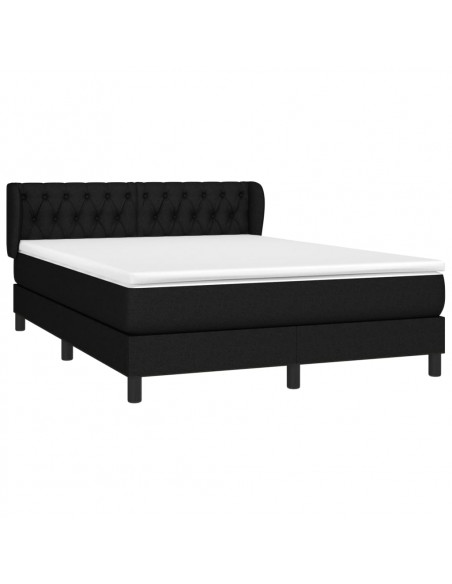 Giroletto a Molle con Materasso Nero 140x190 cm in Tessuto