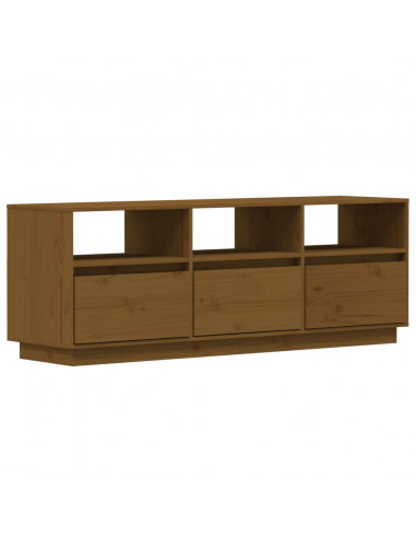 Mobile TV Marrone Miele 140x37x35 cm in Legno Massello di Pino