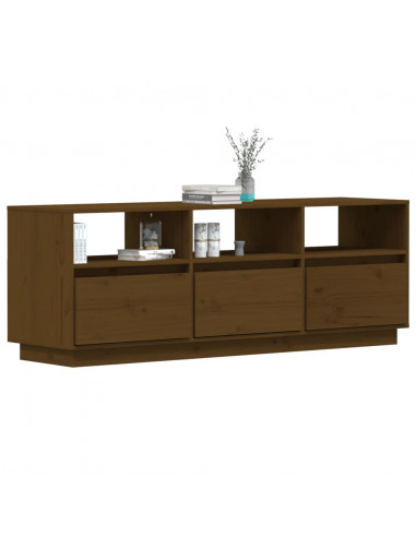 Mobile TV Marrone Miele 140x37x35 cm in Legno Massello di Pino