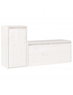 Mobili Porta TV 2 pz Bianchi in Legno Massello di Pino 2