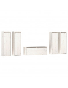 Mobili Porta TV 5 pz Bianchi in Legno Massello di Pino 2