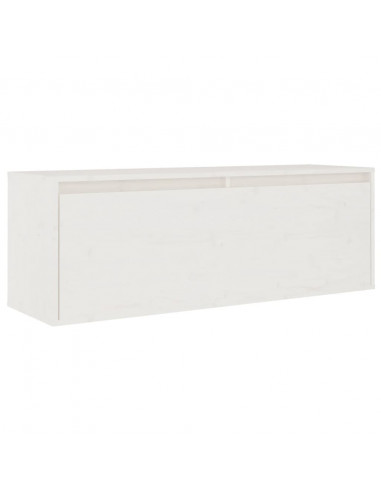 Mobili Porta TV 3 pz Bianchi in Legno Massello di Pino