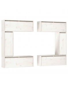 Mobili Porta TV 6 pz Bianchi in Legno Massello di Pino 2