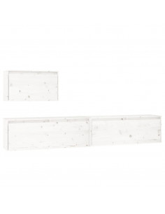 Mobili Porta TV 3 pz Bianchi in Legno Massello di Pino 2