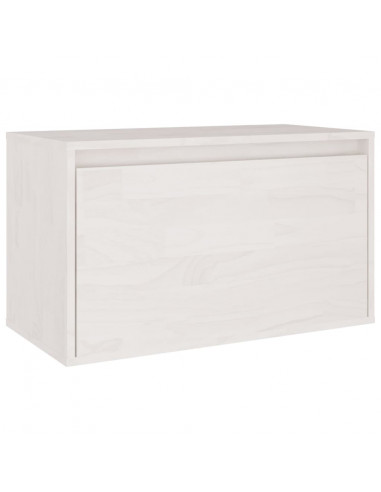 Mobili Porta TV 3 pz Bianchi in Legno Massello di Pino