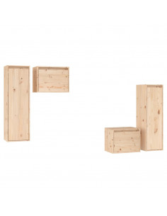 Mobili Porta TV 4 pz in Legno Massello di Pino 2