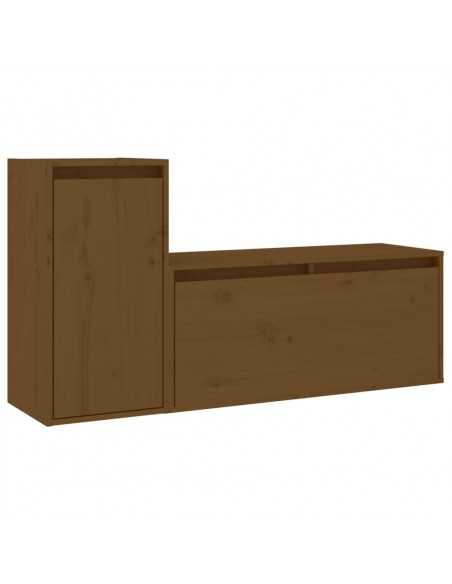 Mobili Porta TV 2 pz Marrone Miele in Legno Massello di Pino