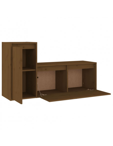 Mobili Porta TV 2 pz Marrone Miele in Legno Massello di Pino