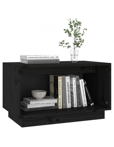 Mobile Porta TV Nero 60x35x35 cm in Legno Massello di Pino