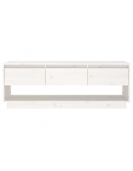 Mobile Porta TV Bianco 110,5x34x40 cm in Legno Massello di Pino