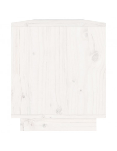 Mobile Porta TV Bianco 110,5x34x40 cm in Legno Massello di Pino