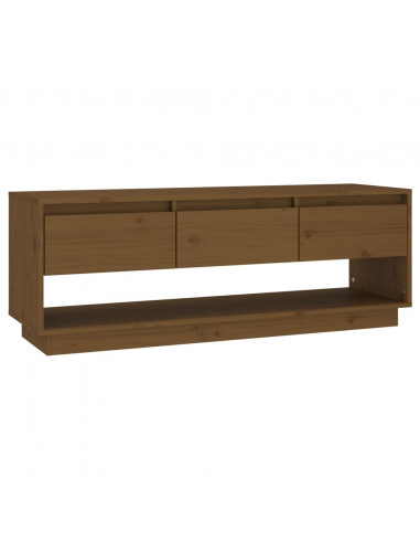 Mobile TV Miele 110,5x34x40 cm in Legno Massello di Pino