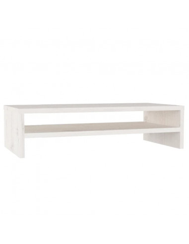 Supporto per Monitor Bianco 50x24x13 cm Legno Massello di Pino