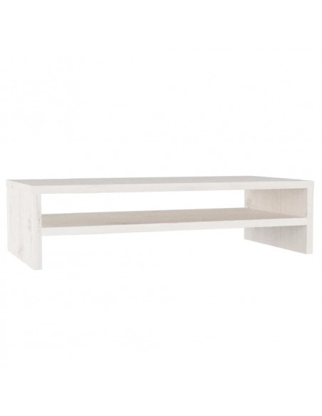 Supporto per Monitor Bianco 50x24x13 cm Legno Massello di Pino