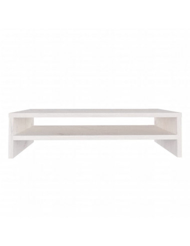 Supporto per Monitor Bianco 50x24x13 cm Legno Massello di Pino